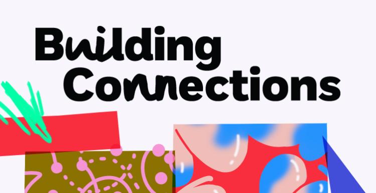 A logo in black reading, 'building connections'