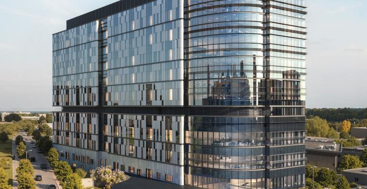A new glass fronted multi-storey building 