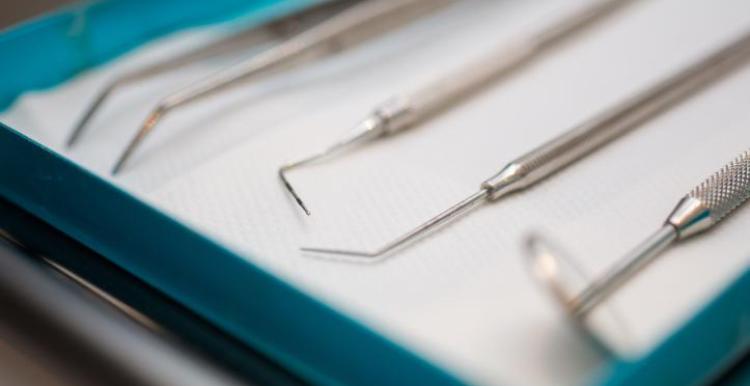 dental tools on a tray