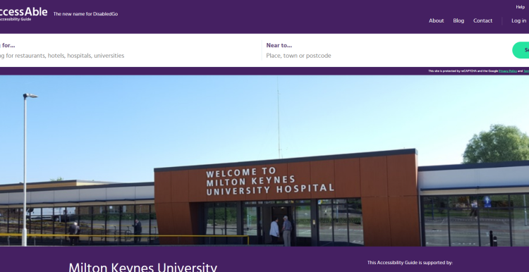 A screenshot of the Milton Keynes University Hospital AccessAble website guide