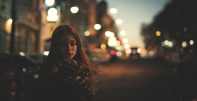 woman in dark street