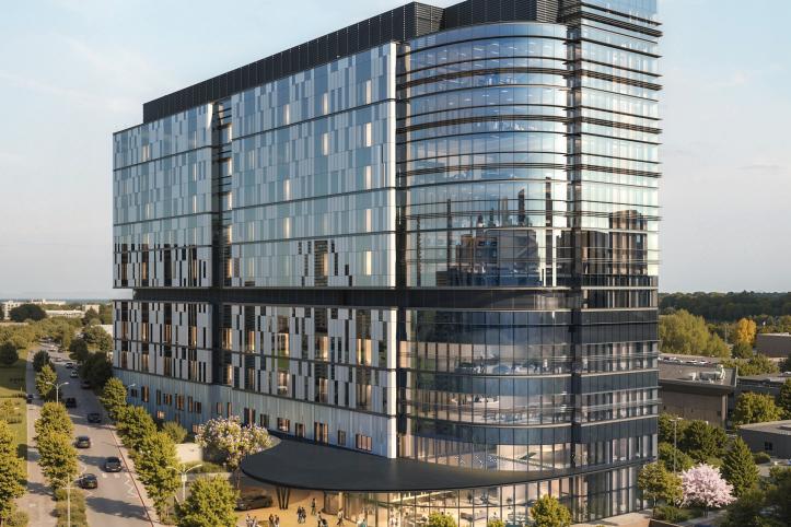 A new glass fronted multi-storey building 