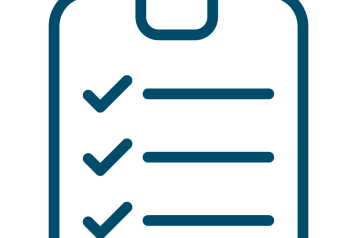 A graphic of a blue clipboard 