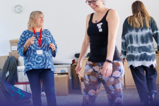 Three women exercising 