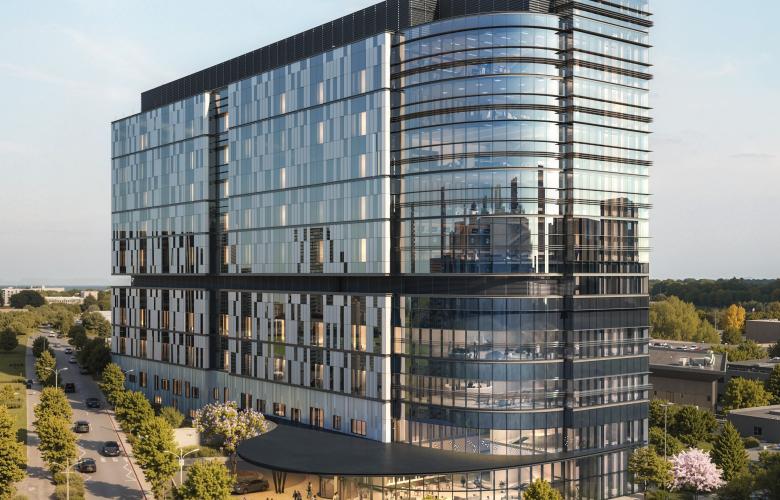 A new glass fronted multi-storey building